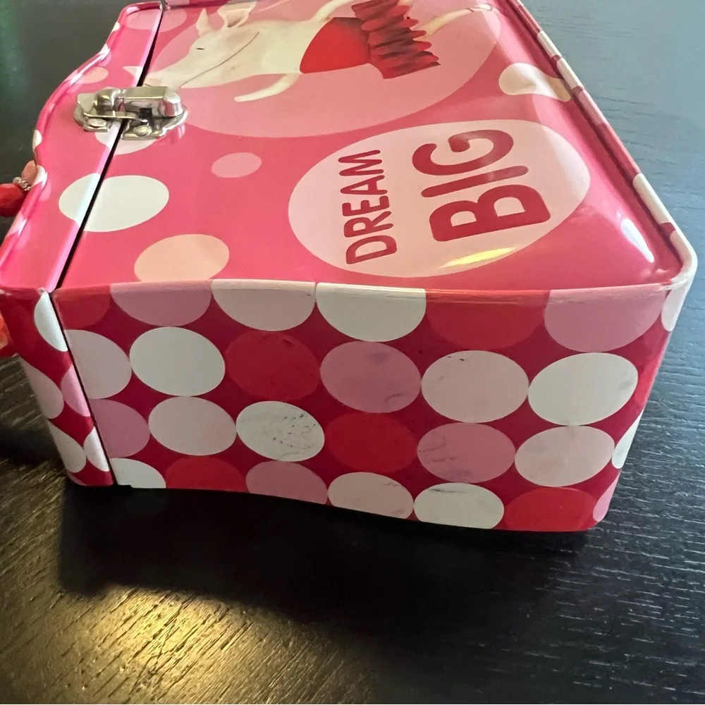 Pink 'Dream Big' Olivia Peppa Pig Style Metal Carry Case